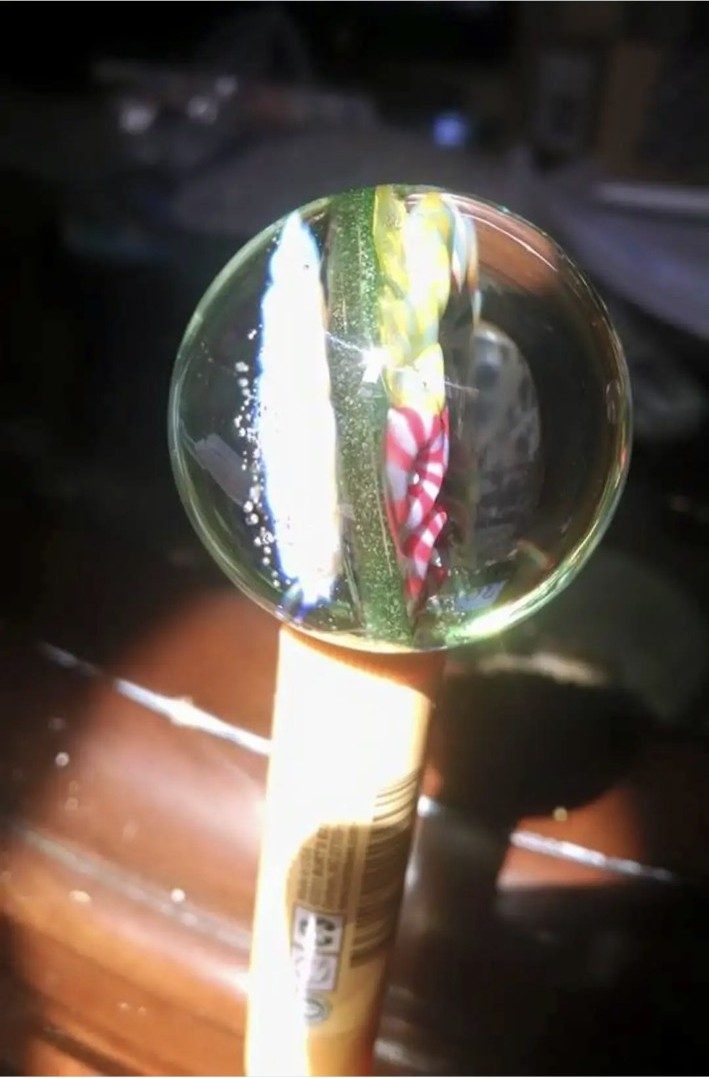 Borosilicate glass cane and flower marble by Jose Valdes