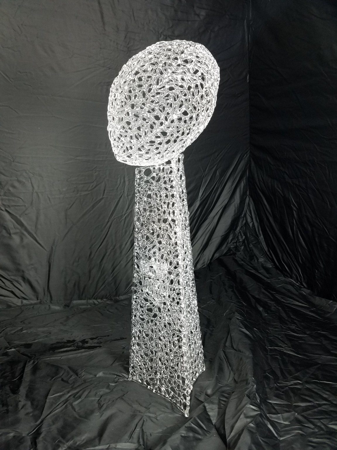 Finished borosilicate glass Lombardi Trophy by Jose Valdes